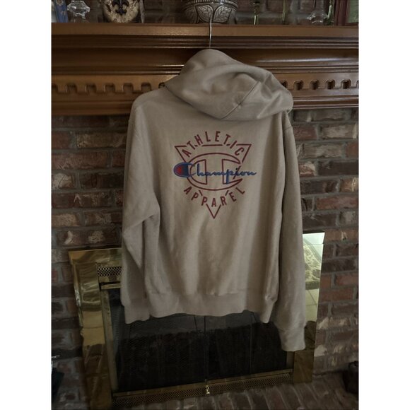 Men’s Athletic Champion Apparel Tan Embroidered Hoodie Size Medium - Picture 4 of 7